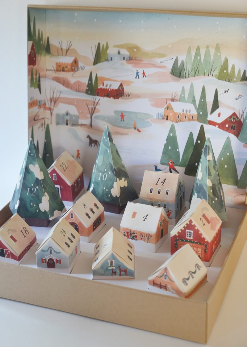 Calendario dell'Avvento Ready to Order Villaggio di Natale illustrato