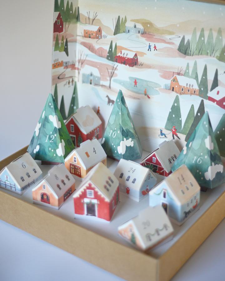 Calendario dell'Avvento Ready to Order Villaggio di Natale illustrato da Lucia De Marco